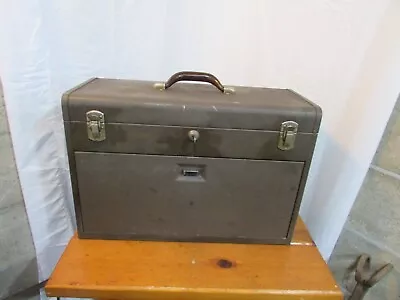 Vintage Kennedy Kits Machinist Tool Box W/Keys #520 And Cover USA Brown 7 Drawer • $159.95