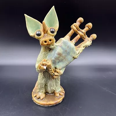 Vintage Yare Designs Pottery Dragon Scottish Playing Bagpipes Ornament Gift RARE • £99.95