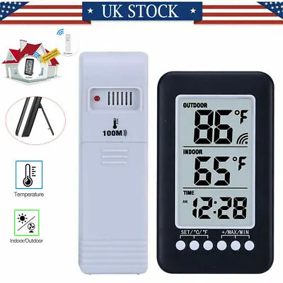 $13.40 • Buy Digital Thermometer Clock Temperature Wireless Transmitter Meter Indoor/Outdoor