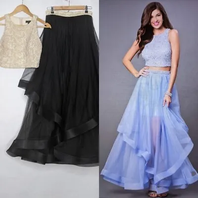 City Triangles Prom Dress Sz 3 Vintage Y2K 2 Piece Black Tulle Skirt Formal Gown • $149.99