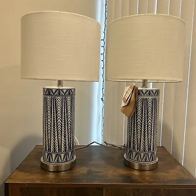 JONATHAN Y Lighting JYL6615-SET2 Sulka 27  Tall LED Table Lamp - Blue • $150