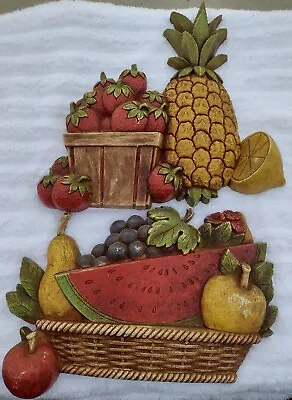 Vintage Home Interior Fruit Basket Wall Hanging Strawberries Pineapple Homco • $16.18