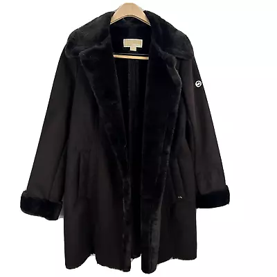 Large Michael Kors Brown Faux Fur Shearling Long Coat Button Closure #109 • $43.99