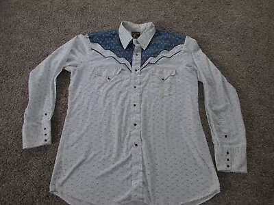 Vintage Sears Western Wear Long Sleeve Snap Button Shirt 17-36 Men's Large • $15.99