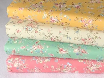 100% Cotton Fat Quarter Bundle Quality Craft Fabric Floral Yellow Pink Cream D   • £8.40