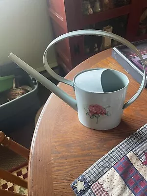 Vintage Green Watering Can 11” With Rose Decal • $9.99