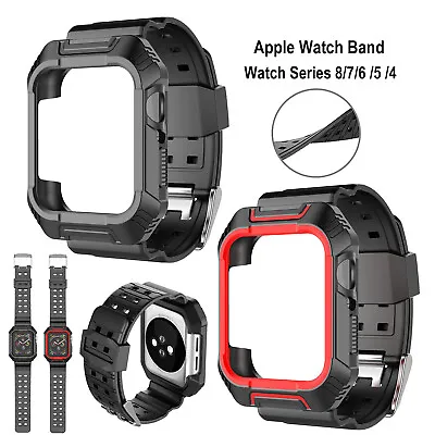 $6.79 • Buy For Apple Watch Series 8/7/6/5/4/SE Case Rugged Band IWatch Strap 41/45mm Cover