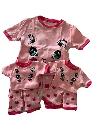 Babyroom Girl’s Matching Cat Pajamas And 2 Doll Pajamas Size 6 • $11.50