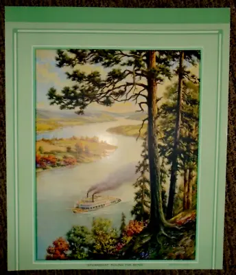 G.B. Fox Steamboat River Trees 16 X13.5  Calendar Top Sample Print 1930's • $24.99