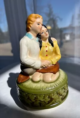 Vintage ' Love Story '  Music Box Couple Hugging Rotating Figures - Works • $19.99