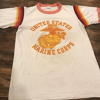 Vintage 70's US Marine Corps Semper Fidelis T-Shirt Adult Size Small • $24.99