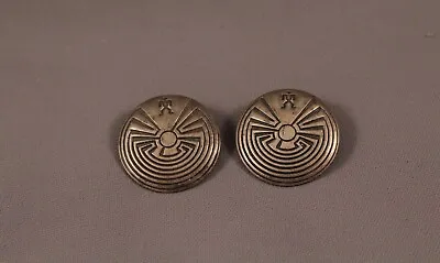 Older Vintage Navajo Sterling Silver Earrings Man In The Maze • $95