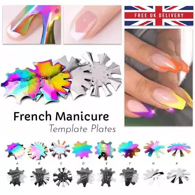 French Smile Line Cutter Metal Plate C Nail Cut Shape Acrylic Trimmer Templates • £3.99