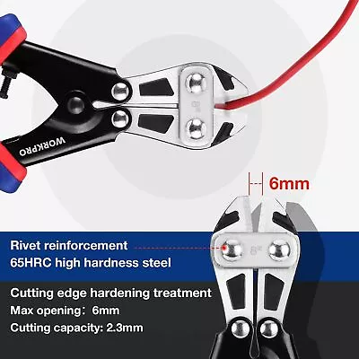 Upgrade Grip WORKPRO Mini Bolt Cutter 8' Spring Snips Wire Cable Cutter Clippers • $22.99