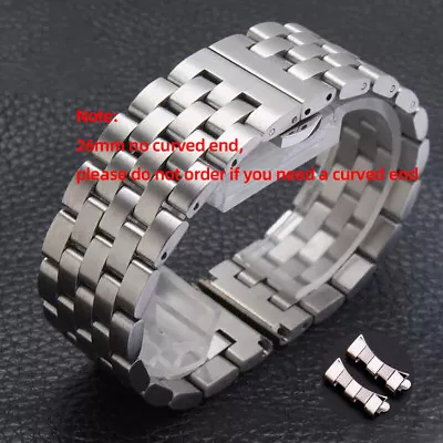 16mm-26mm Straight+Curved End Metal Bracelet Stainless Steel Watch Band Strap • $15.96