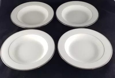 SET Of 4 Mikasa Bone China Gothic Platinum Wide Rim 9   Soup ~ Salad Bowls  EUC • $39.99