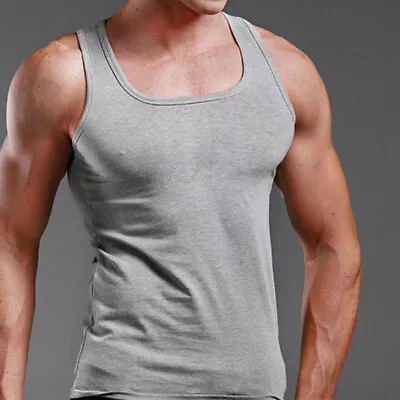 Men Gym Muscle Workout Fitness Solid Tank Top Y Back Bodybuilding Stringer Shirt • $9.41