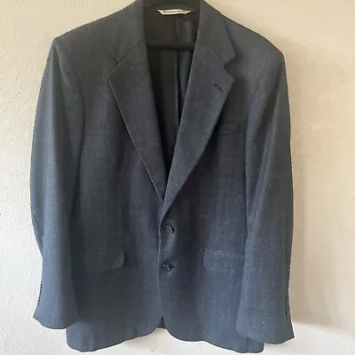 Stafford Vintage Classic Fit Sport Coat Blazer Tailored Mens 41R Blue Windowpane • $29