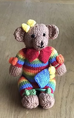 Rainbow Teddy Bear Gift Wrapped With Ribbons 13cm Handmade Birthday Age Added • £6