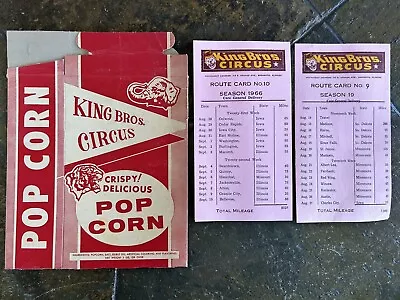 Vintage KING BROS CIRCUS Popcorn Box + Route Cards • $30