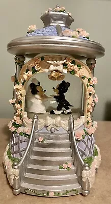 Disney Store Mickey And Minnie Mouse Wedding Snowglobe Motion Musical Gazebo ❤️‍ • $69.75