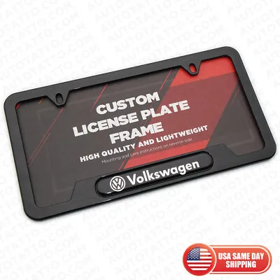 Universal Black Stainless Steel Front Or Rear Emblem License Plate Frame Cover • $24.99