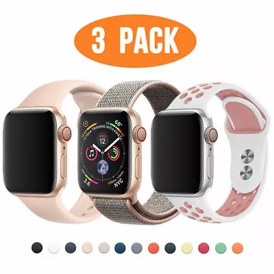 3 PACK Silicone Sport Band Nylon Strap For Apple Watch 8 7 6-1 IWatch SE 38-49mm • $8.90