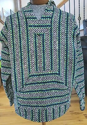 Men's Mexican Pullover Hoodie Sweatshirt Poncho Jacket Sweater Baja Joe XL EUC! • $19.99