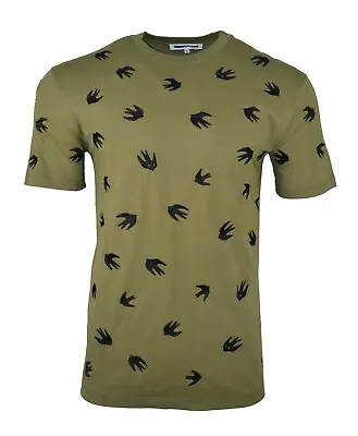 £79.99 • Buy Mcq Embroidered Swallow T-shirt Army Green Alexander Mcqueen Small Bird Rare