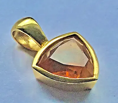 Solid 18k 💠 18ct Gold - Fine Dark Orange - Trillion Citrine - Pendant - Italy • £248