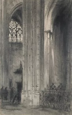 Michel Frechon - Drawing Original - Charcoal - Interior Church • £1361.65