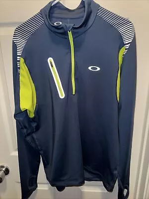 Oakley Jacket Mens M Neon Blue Hydrolix Activewear 1/4 Quarter Zip Logo Golf • $12.50