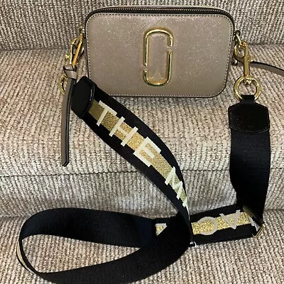Auth. Marc Jacobs Snapshot In Cement With Gold And Black Gold White Strap EUC • $175