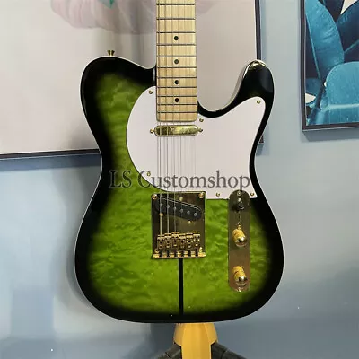 Green Burst Special Shaped  TL Electric Guitar Maple Neck Fretboard Solid Body • $197.47