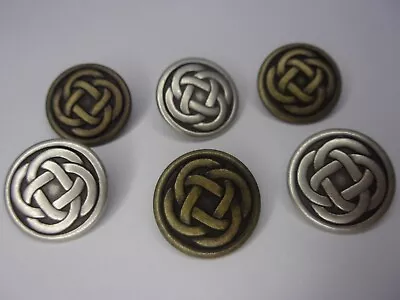 6 X Lovely Celtic Knot Metal Buttons 15mm Sewing Knits Silver Or Bronze Colour • £3.59