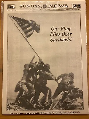 Vintage Newspaper Headline ~world War 2 Suribachi Iwo Jima Japan Flag Wwii 1945 • $14.49