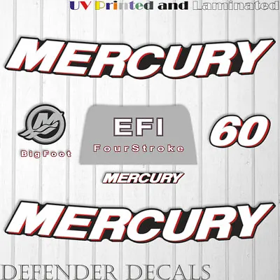 Mercury 60 HP 4-Stroke EFI Outboard Engine Decal Sticker  Kit Reproduction 2006 • $53.17