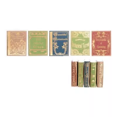 Dollhouse Miniature Set Of 5 Botanical Garden Reference Books Embossed In Gold • $14.99