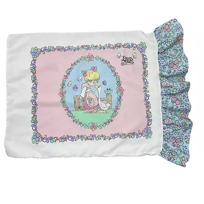 Vintage Precious Moments Pillowcase Pink Blue Floral Ruffle 30x20  Standard • $15