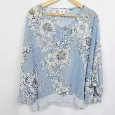 CAbi Sirena Dolman Blouse Sz M Blue Floral Style 5387 • $25