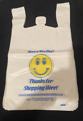 Bags Heavy Duty 1/6 21 X 6.5 X 11.5 Happy Face T-Shirt Plastic Grocery Shopping • $16.19