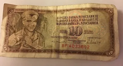 Vintage Collectable Yugoslavia 10 Dinar Banknote - Obtained 1986 • £2.45