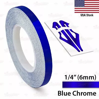 BLUE CHROME 1/4  PIN STRIPE Car Model Motorcycle Decal TAPE Vinyl Sticker 6mm • $8.95