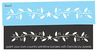 4x24  Stencil Prim Vine Twig Berry Branch Berries Wall Stair Step Riser Door DIY • $15.95