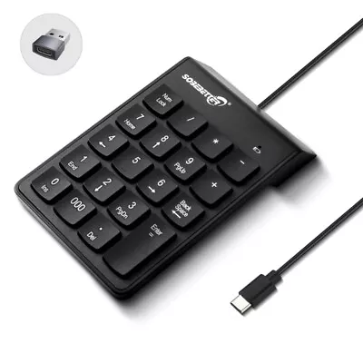 Wire Numeric Keypad 19-Key Corded Type C/USB Number Pad External Numpad Portable • £10.38
