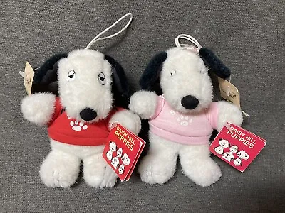Vintage Peanuts Daisy Hills Puppies SPIKE & BELLE Snoopy Knotts Plush Ornaments • $38.95