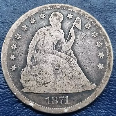 1871 Seated Liberty One Dollar Silver $1 Circulated #71045 • $299.99
