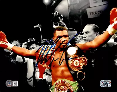 Mike Tyson Autographed 8x10 Photo Boxing Championship Belts Signed Beckett BAS • $62.89