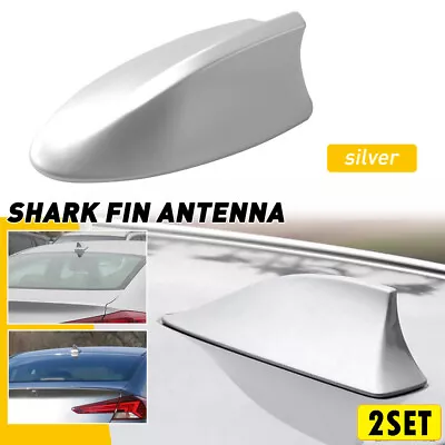 2Set Shark Fin Sliver Cover Antenna Radio FM Signal /AM Booster Decor Car Access • $19.78