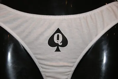 Queen Of Spades / Hotwife Sexy Thong / Underwear BBC Cuckold White Black Logo • £14.95